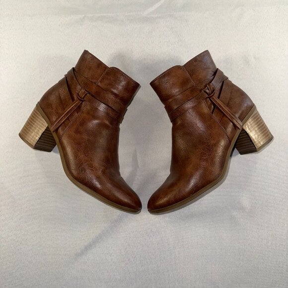 Frye & Co - Indiana Heeled Stacked Leather Ankle Boots Brown Women's Size 8M New - Picture 5 of 15